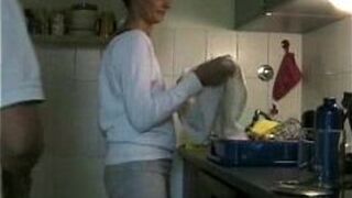 Amateur sex in the kitchen porn video
